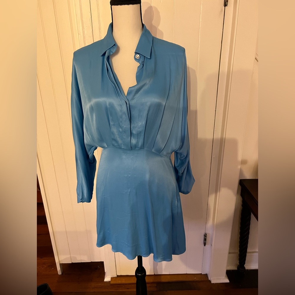 Baby blue silk dress